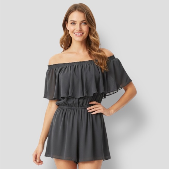 Francesca's Collections Pants - Francesca's Collections,  Off-Shoulder Black Romper - S